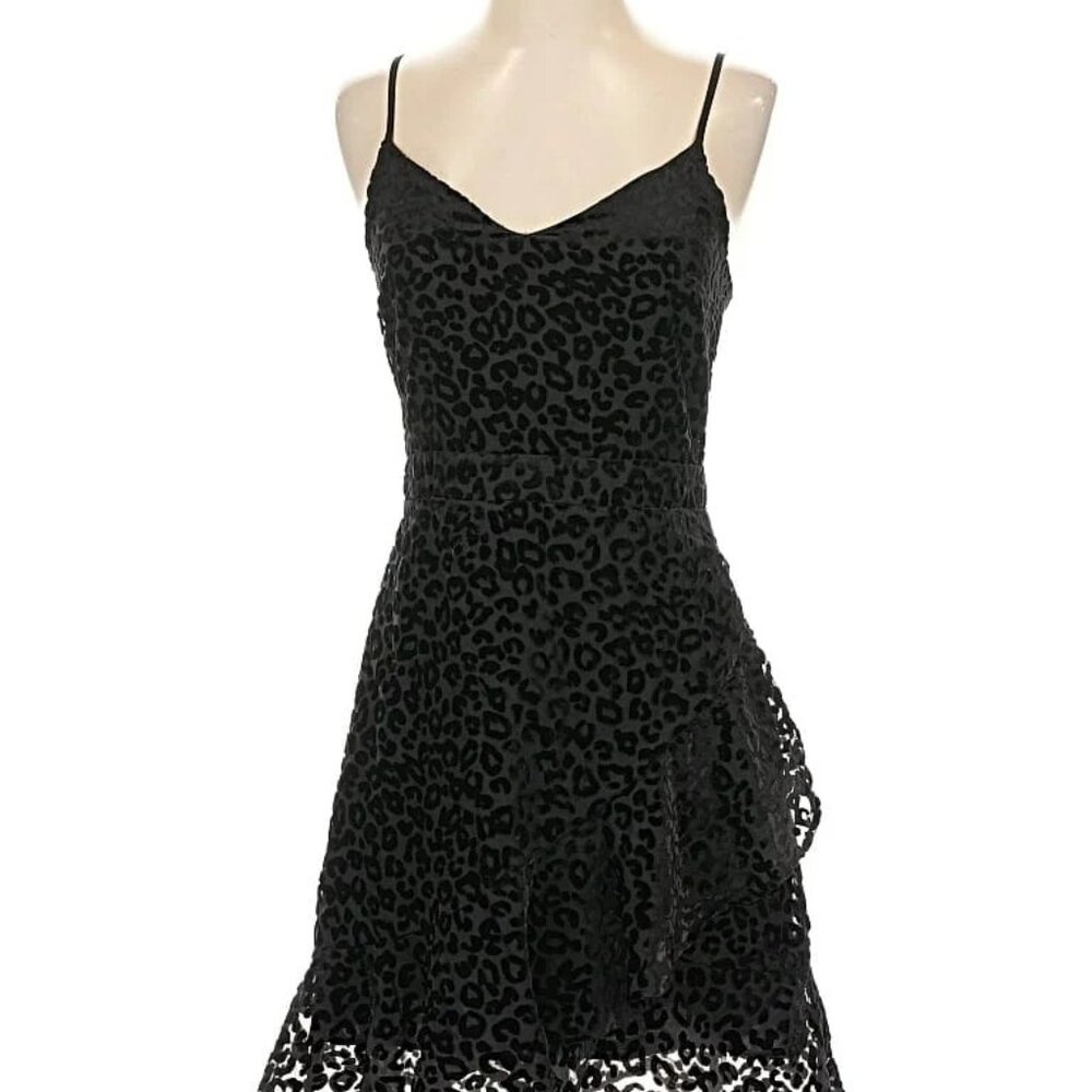 NWT Banana Republic Black Velvet Cheetah Dress | Size 0